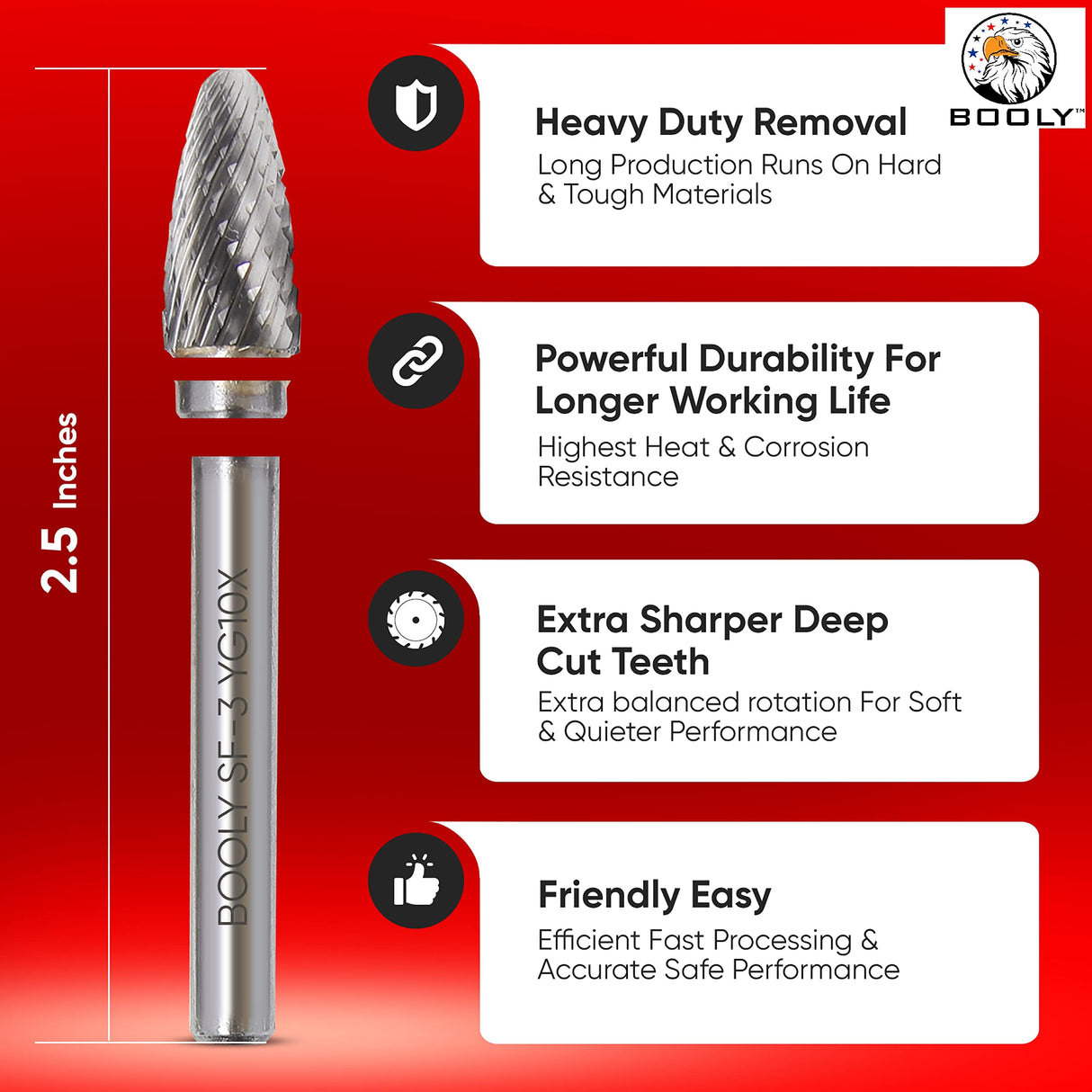 Premium–Grade Die Grinder Bits Carbide Burr Set ¼" Shank 10PC Double Cut Tungsten Rotary Rasp File for Metal Grinding Drill Bits for Makita Dewalt BOOLY