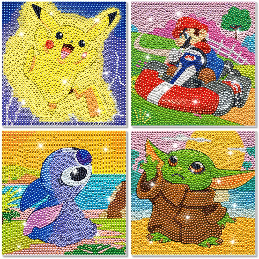 4 Pack Diamond Painting Kits For Kids Ages 6-8-10-12, 5D Full Drill
