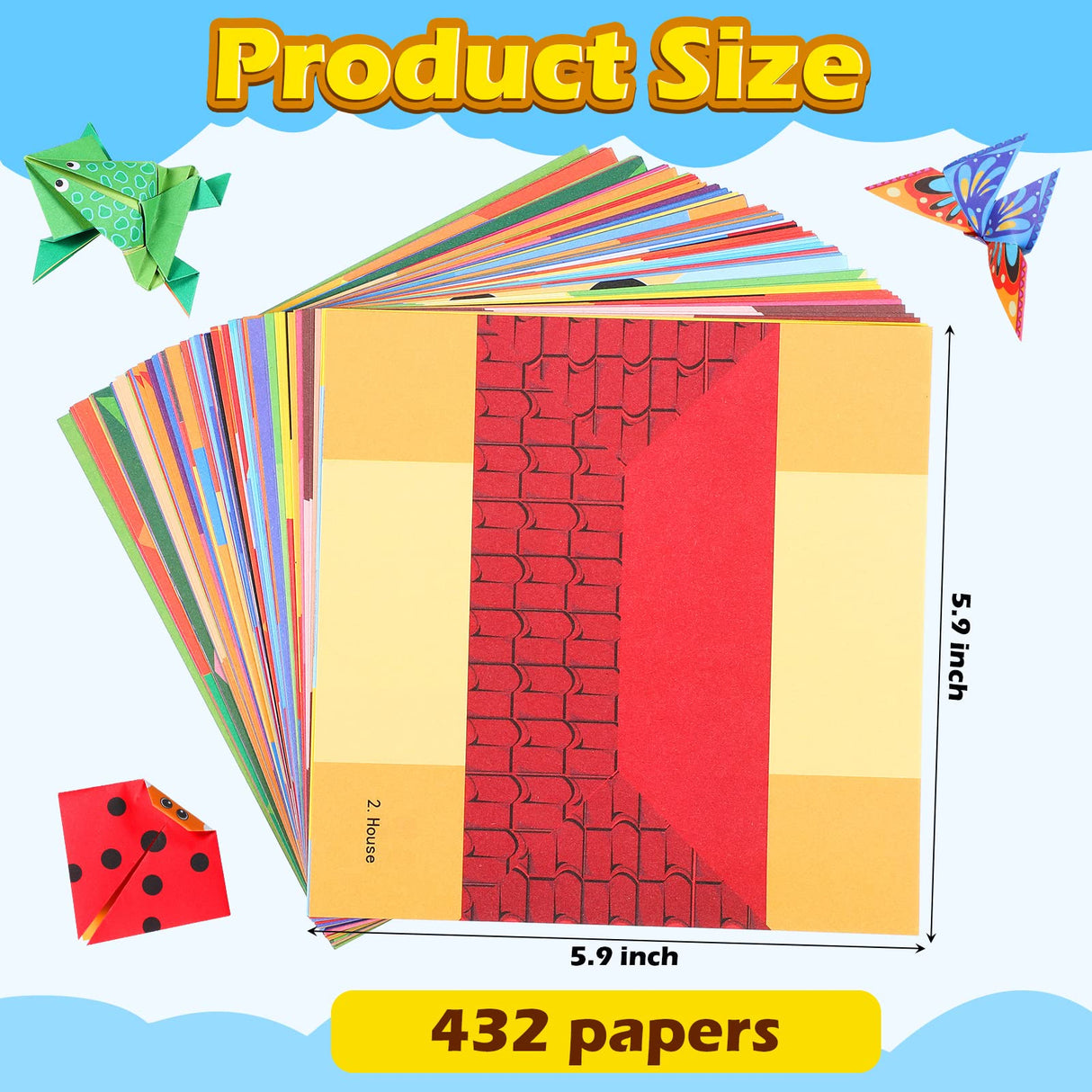 432 Sheets Origami Paper with Guiding Book, Origami Kit for Kids Ages 8-12, 54 Pattern Double Sided Folding Art Crafting Supplies for Adult Teen Thenshop
