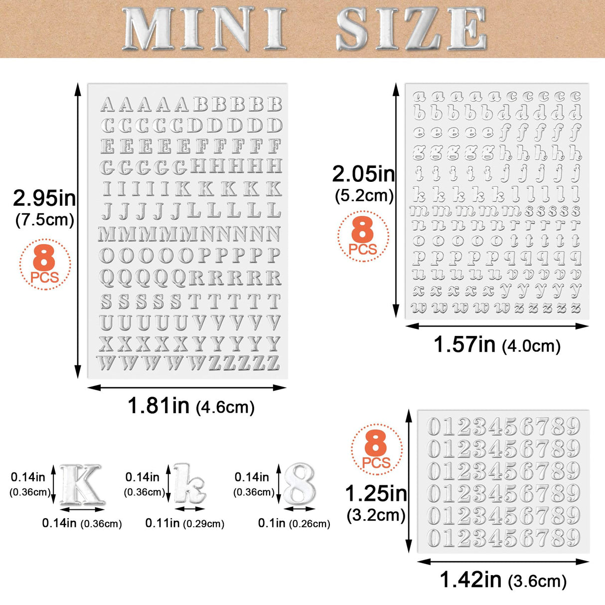 ANCIRS 24 Pack Resin Mini Letter Stickers for Nail Art, Glittering Epoxy Alphabet Number Stickers, Self Adhesive Scrapbook Stickers for Decoration ANCIRS