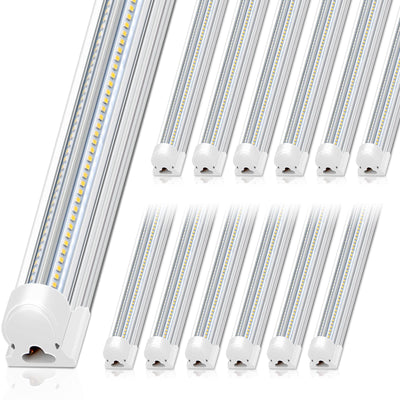 Barrina 8FT LED Shop Light, 100W 15000LM 5000K, Clear Cover Linkable LED Tube Lights, V Shape Integrated T8 LED Lighting, LED Ceiling Lights for
