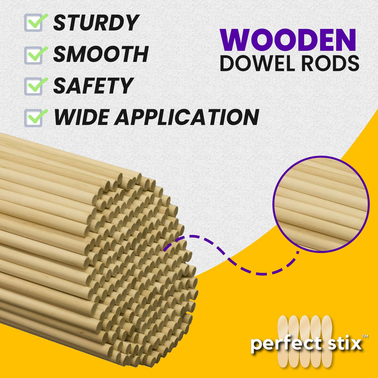 Perfect Stix - WED120-50 Wooden Lollipops and Cake Dowel Rod, 1/4" Diameter x 12" Length (Pack of 50) Perfect Stix