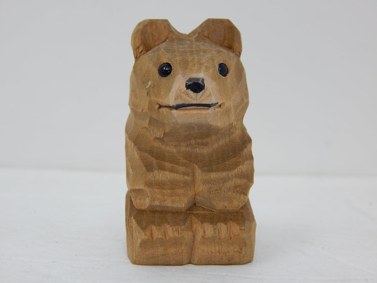 Brown Bear Cub Wood Ornament Hanging Figure Handmade Carved Decoration Selsela