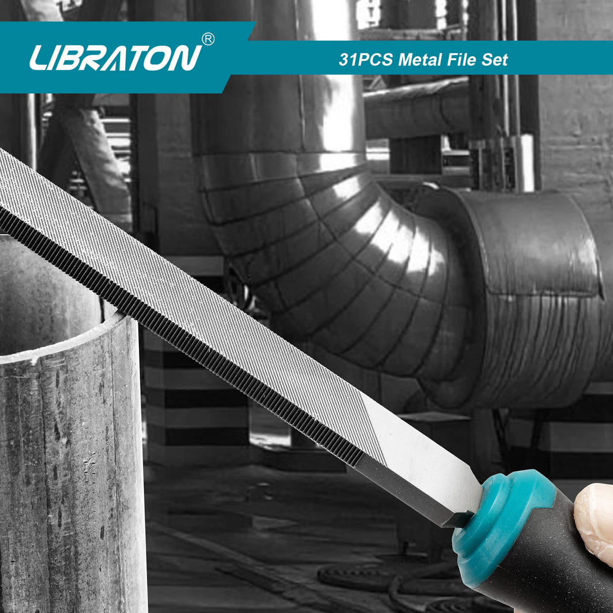 Libraton 31PCs Metal File Set, Metal Files, Metal Files for Steel, 12 Needle Files with Case, Riffler File, 12 Sandpapers, Steel Brush, File Sets for LIBRATON