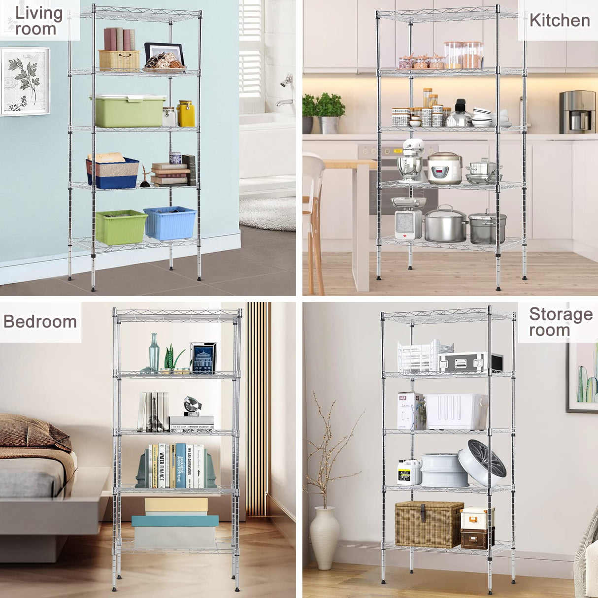 5 Tier Metal Storage Shelves 36" L x 14" W x 72" H Adjustable Wire Shelving Unit 1250LBS Metal Shelves Garage Storage Pantry Shelves Storage Rack XXkseh