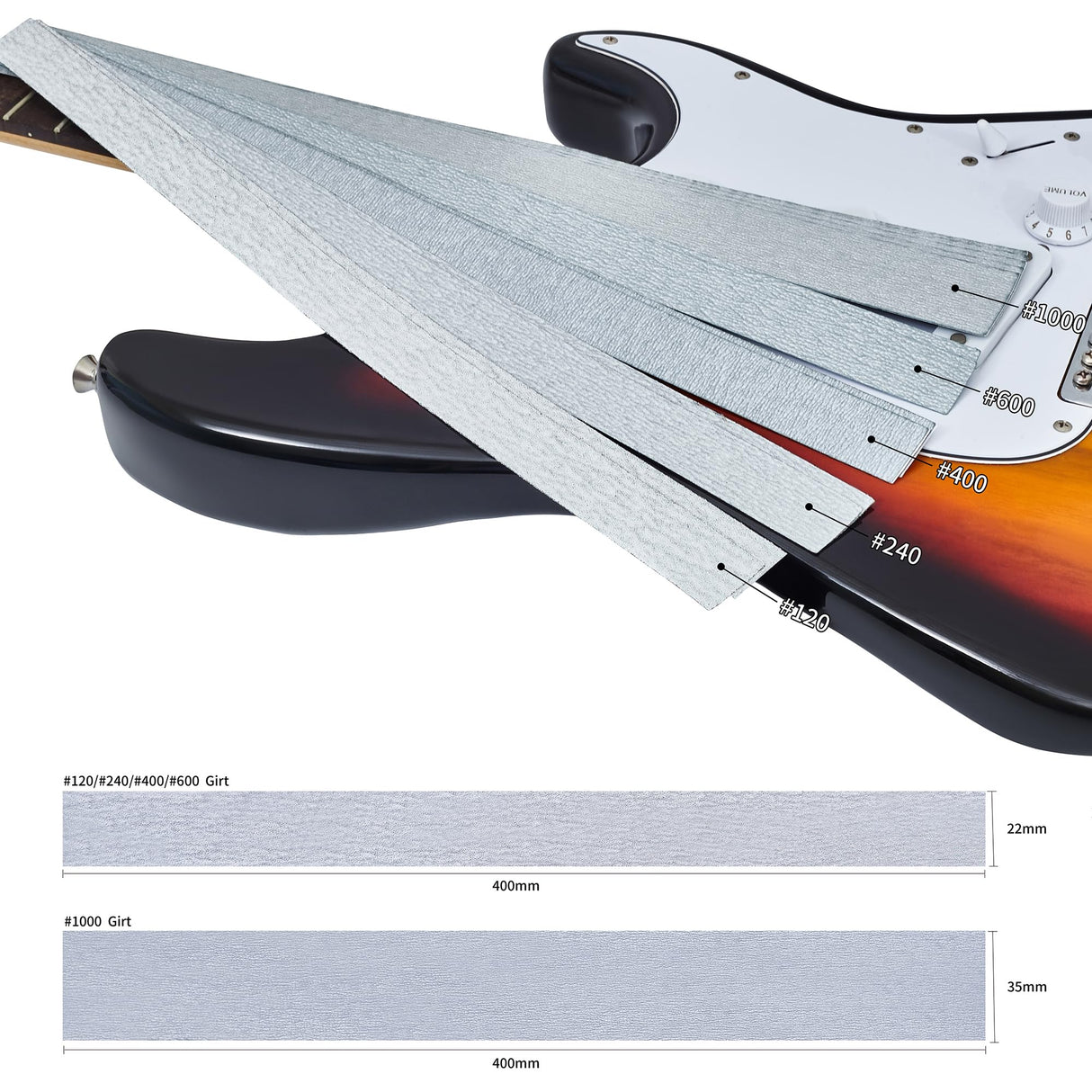 Frautron 16" Fret Leveling Beam, Aluminum Guitar Fret Leveler Sanding Block File Bar, Pro Luthier Fretboard Leveling Repair Tool with 12PCS Frautron