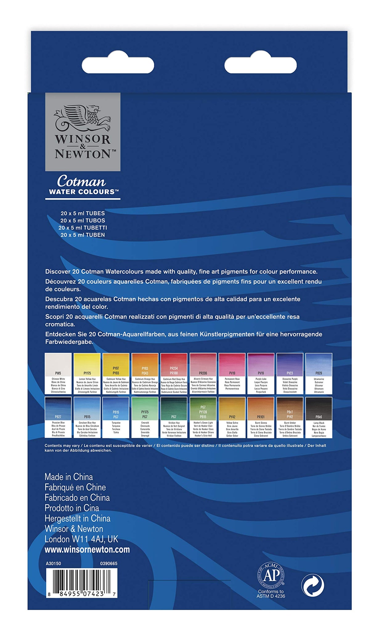 Winsor & Newton Cotman Watercolor Paint Set, 20 Colors, 5ml (0.17-oz) Tubes Winsor & Newton