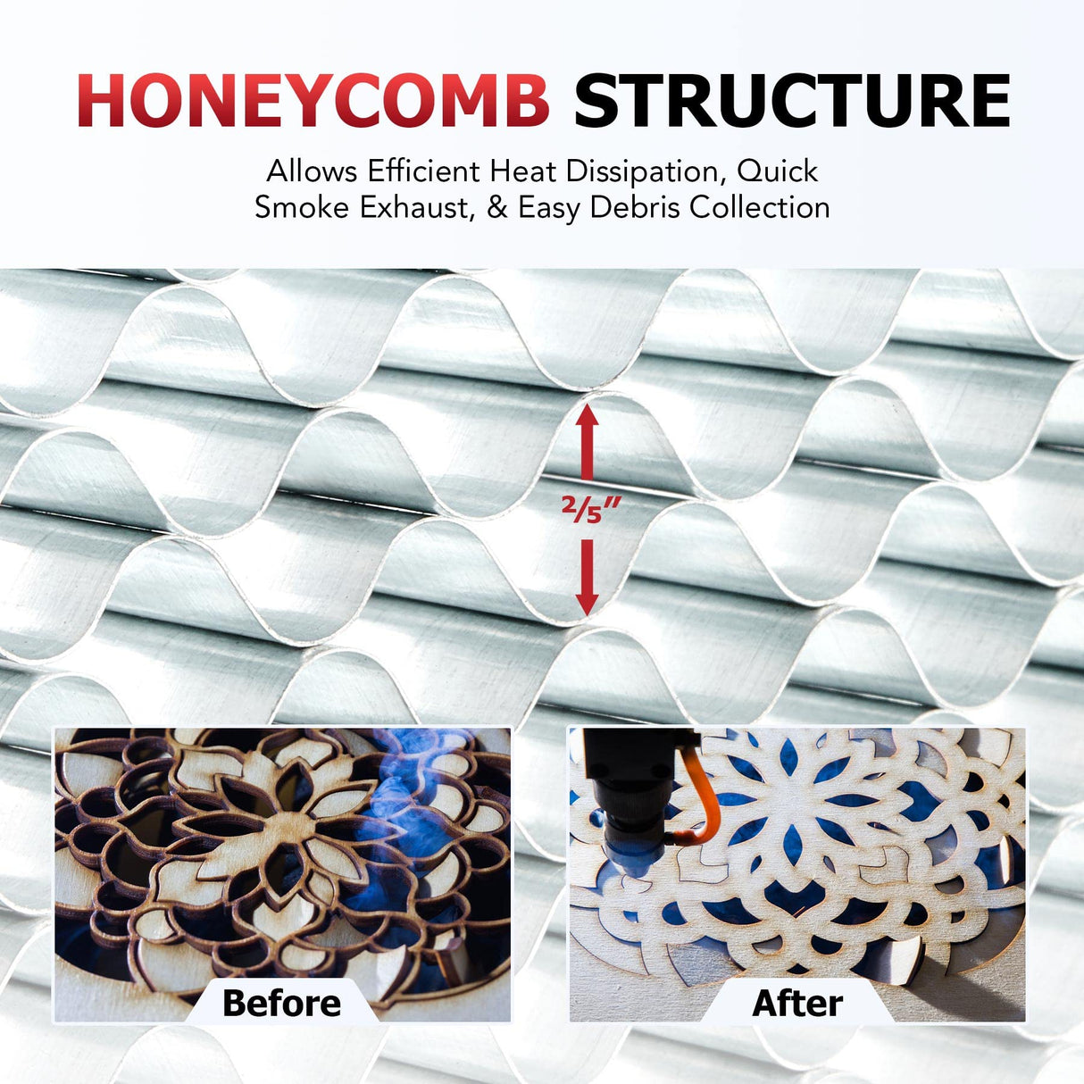 OMTech Honeycomb Laser Bed, 6x10 Inch Metal Honeycomb Working Table for CO2 Laser Engravers and Cutters, Laser Honeycomb Workbed with 0.4" Holes Inch OMTech