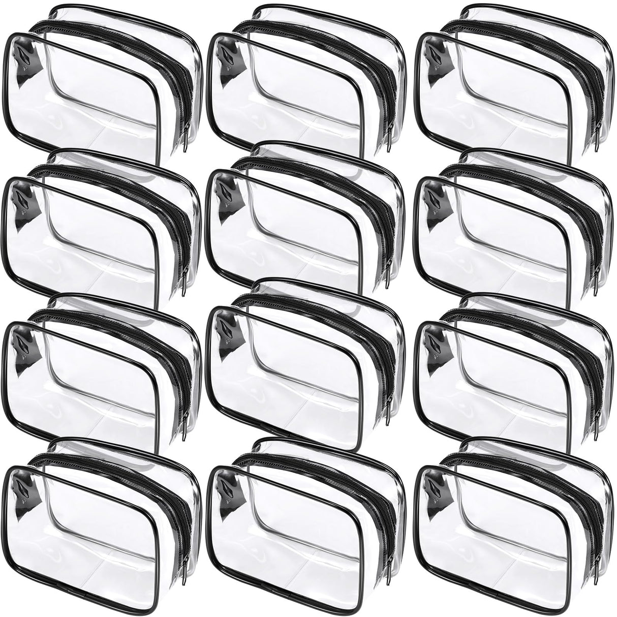 Weewooday 12 Pieces Clear Cosmetics Bag PVC Zippered Clear Toiletry Carry Pouch Portable Cosmetic Makeup Bag Waterproof Makeup Bag Vinyl Plastic Weewooday