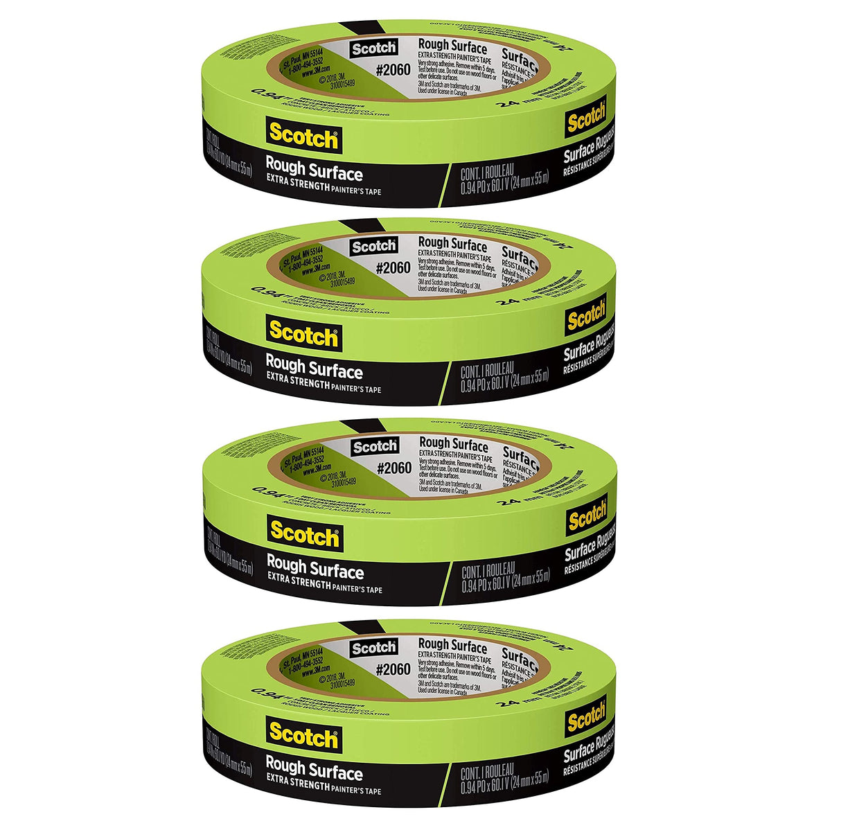 Scotch Painter's Tape 2060-1A 2060 Masking Tape, 1-Inch by 60-Yard, Green, 4 Pack Scotch Painter's Tape