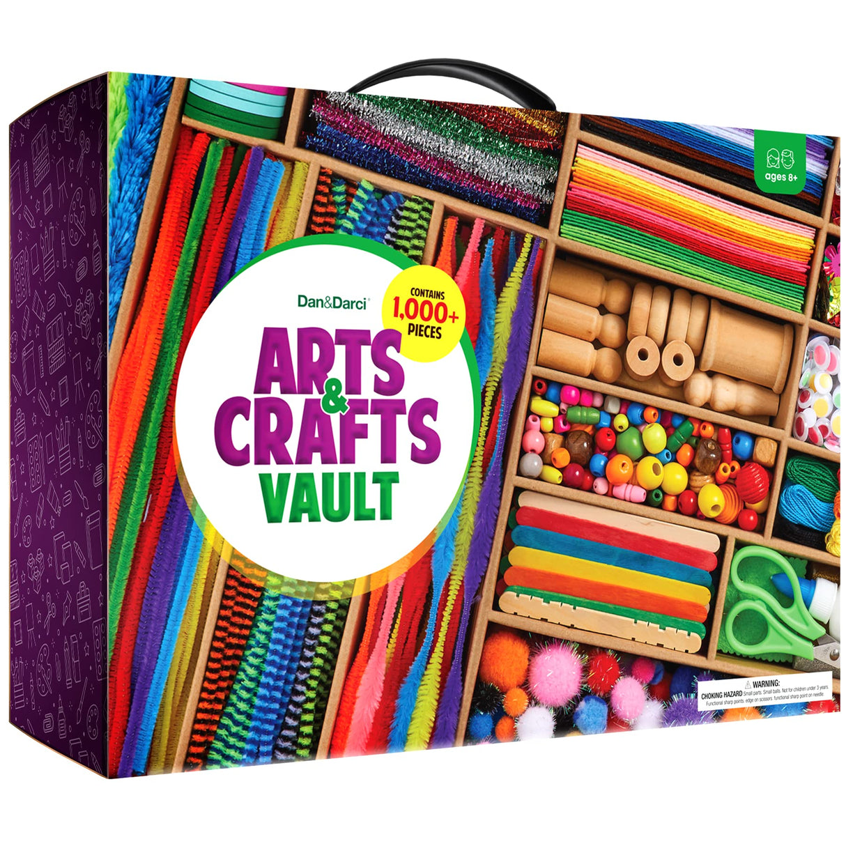 Arts and Crafts Vault - 1000+ Piece Craft Supplies Kit Library in a Box for Kids Ages 4 5 6 7 8 9 10 11 & 12 Year Old Girls & Boys - Crafting Set Dan&Darci