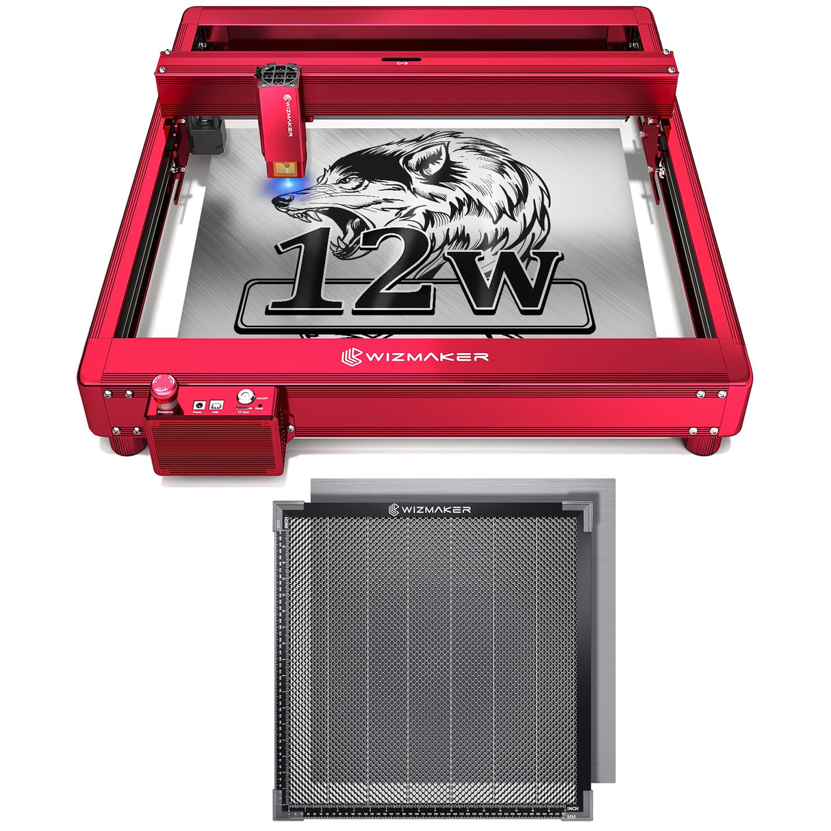 WIZMAKER 20W Laser Engraver with Air Assist, Spliceable Honeycomb Working Table WIZMAKER