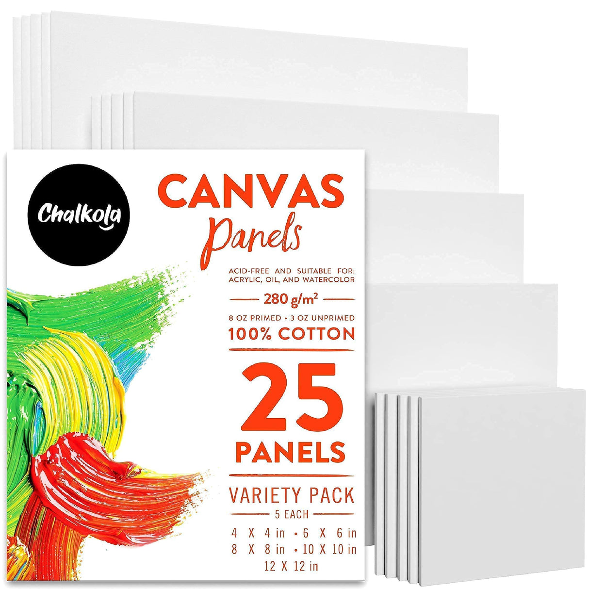 Chalkola Artist Bundle: 28 Watercolor Brush Pens + 25 Canvases Variety Pack Chalkola