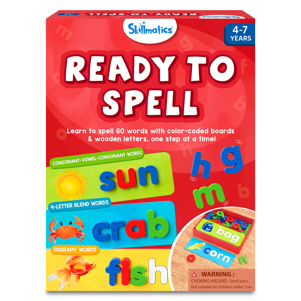 Skillmatics Preschool Learning Activity - Ready to Spell, Stage-Based Learning to Improve Vocabulary & Spelling, Educational Toy, Gifts for Boys & Skillmatics