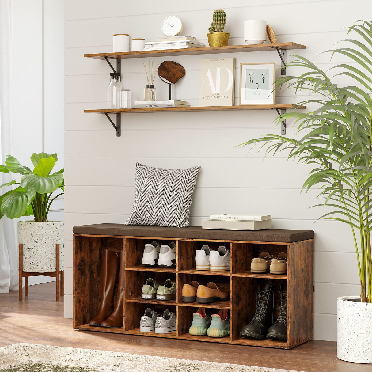 DINZI LVJ Long Wall Shelves, 47.3Inch Wall Mounted Shelves Set of 2, Extra Large Wall Storage Ledges with Sturdy Metal Brackets for Living Room, DINZI LVJ