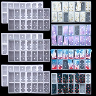 Patelai 3 Sets Domino Resin Molds Silicone Resin Domino Games Mold Dominoes Mold for Resin 28 Cavities with Dots Epoxy Resin Casting Molds Silicone