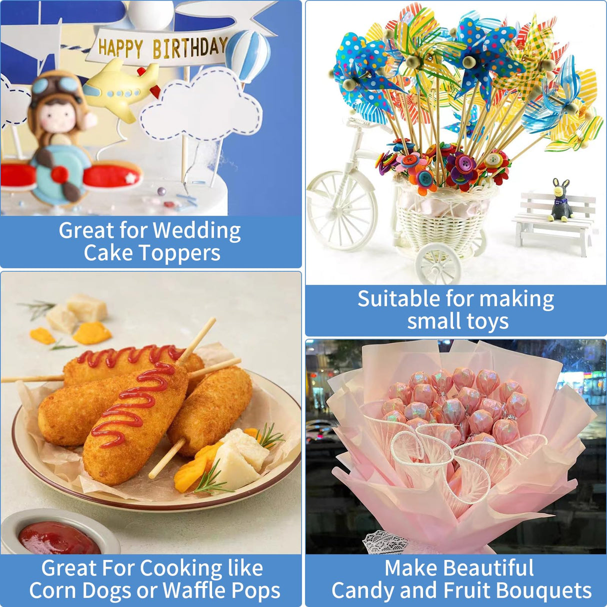 KTOJOY 70PCS Dowel Rods Wood Sticks Wooden Dowel Rods - 1/8x 12 Inch Precut Dowels for Crafting, Hardwood Dowel Rod Assortment, Cake Dowels for KTOJOY