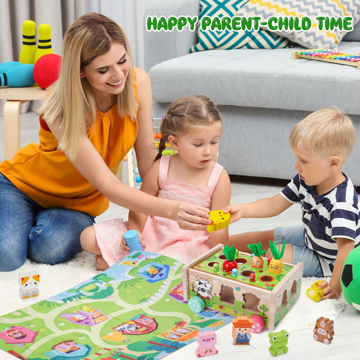 Toddler Montessori Wooden Farm Toys | Babies 12-18 Months Toy with Game Map for 1 2 3 Year Old Boys Girls | 1st First Birthday Gifts for 1-2 Years | KMTJT