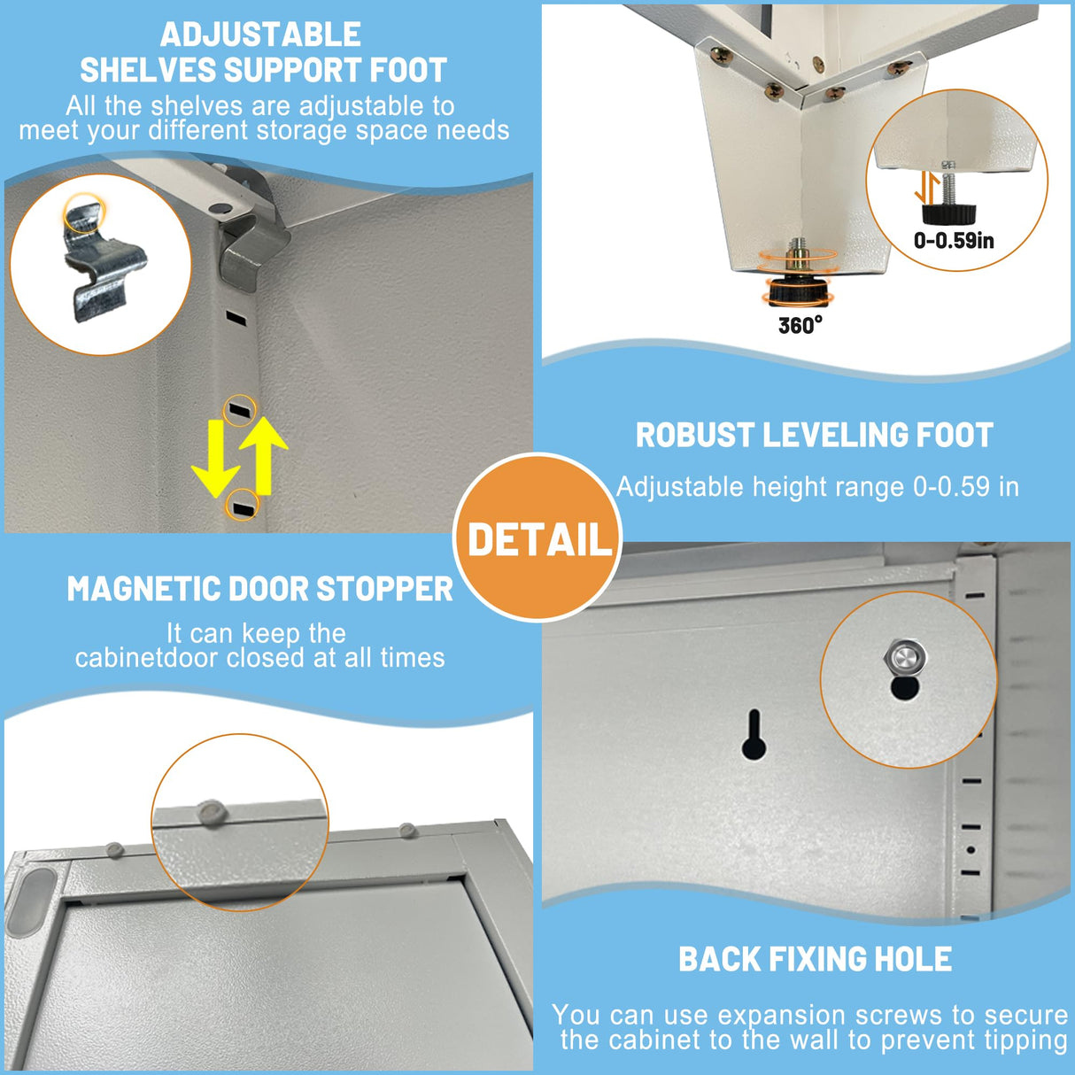 PAOFIN White Kitchen Storage Cabinet, Kitchen Pantry Storage Cabinet with Doors and Shelves, Storage Cabinet with Adjustable Leveling Foot for PAOFIN