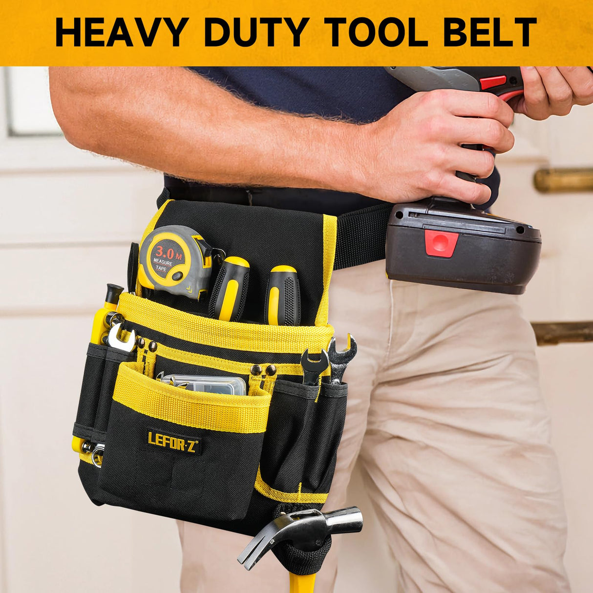 Tool Belt,Magnetic Tool Pouch,13-Pockets Tool Belts for Men,Detachable & Adjustable Tool Pouch belt for Electrician,Carpenter,Construction,Work LEFOR·Z