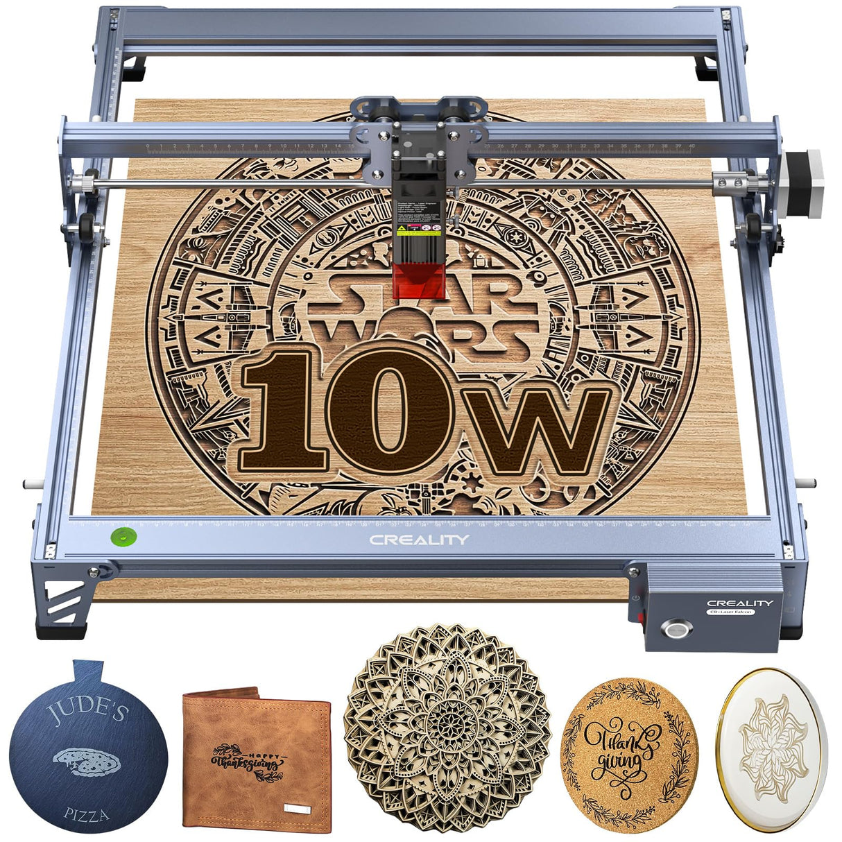 Creality Laser Engraver Machine 10W Output Power, 72W DIY Laser Engraving Machine 0.06mm High Precision Laser Cutter and Engraver for Wood and Metal, Creality