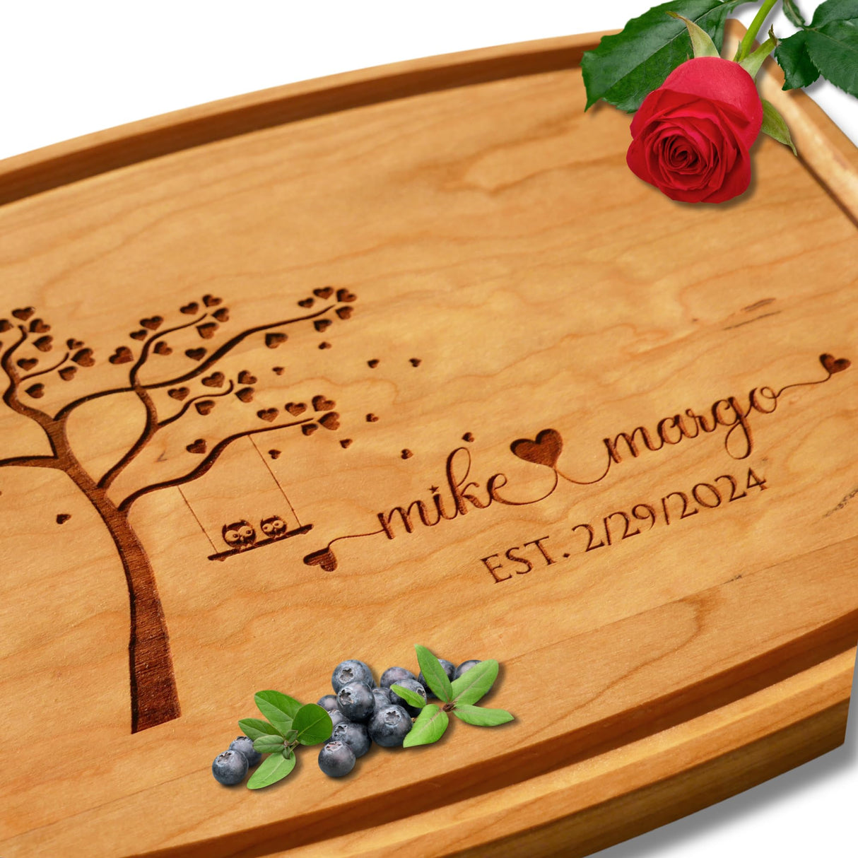 Handmade in USA - Wood Personalized Cutting Board - Unique Wedding Gift Idea for Couples, Anniversary, Christmas, Bridal Shower, Housewarming - Many Maison Custom