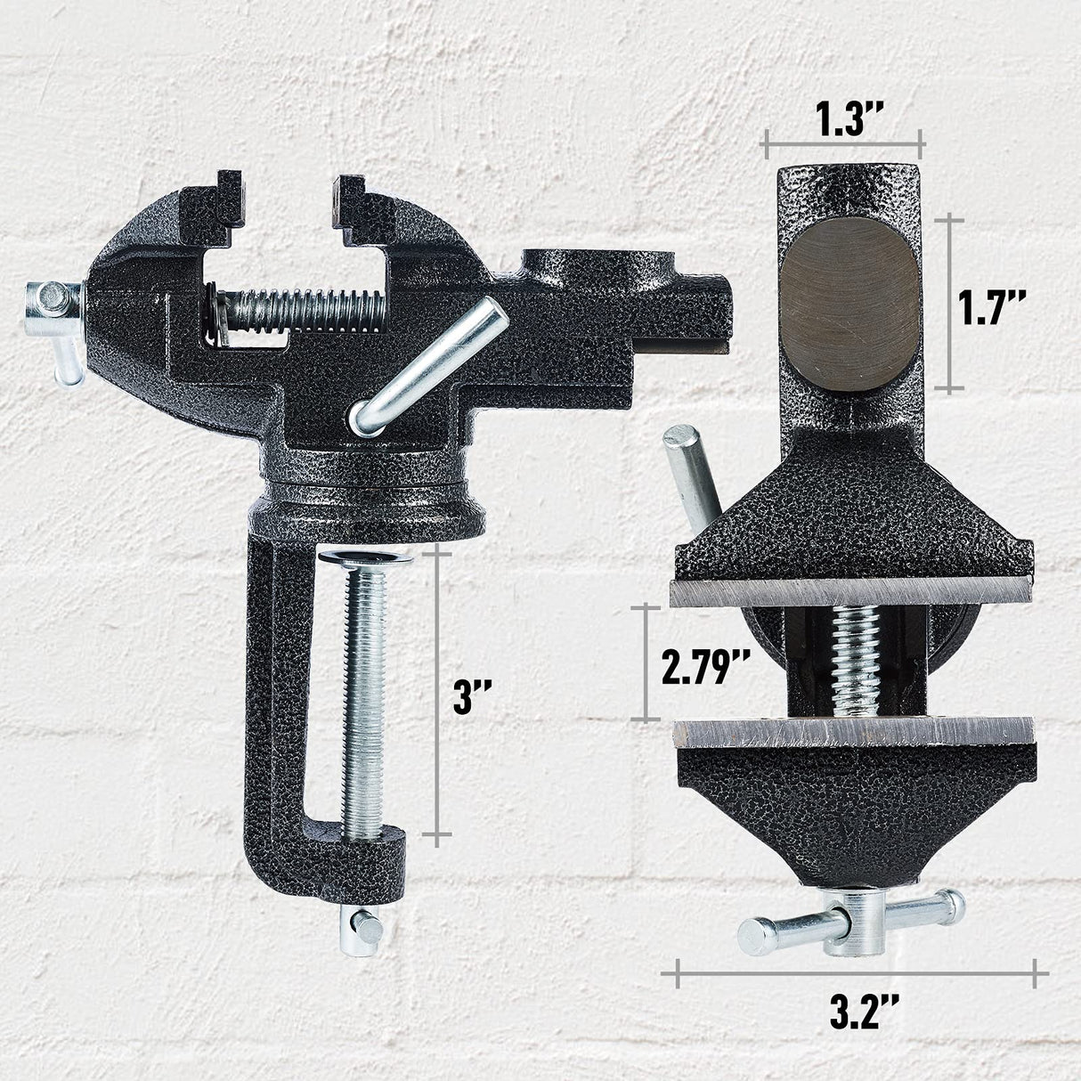 Table Vise or Bench Vise Universal, 360° Swivel Clamp-On Vise Portable Home Vice 3.2'' for Woodworking, Cutting Conduit, Drilling, Metalworking STEINBRÜCKE