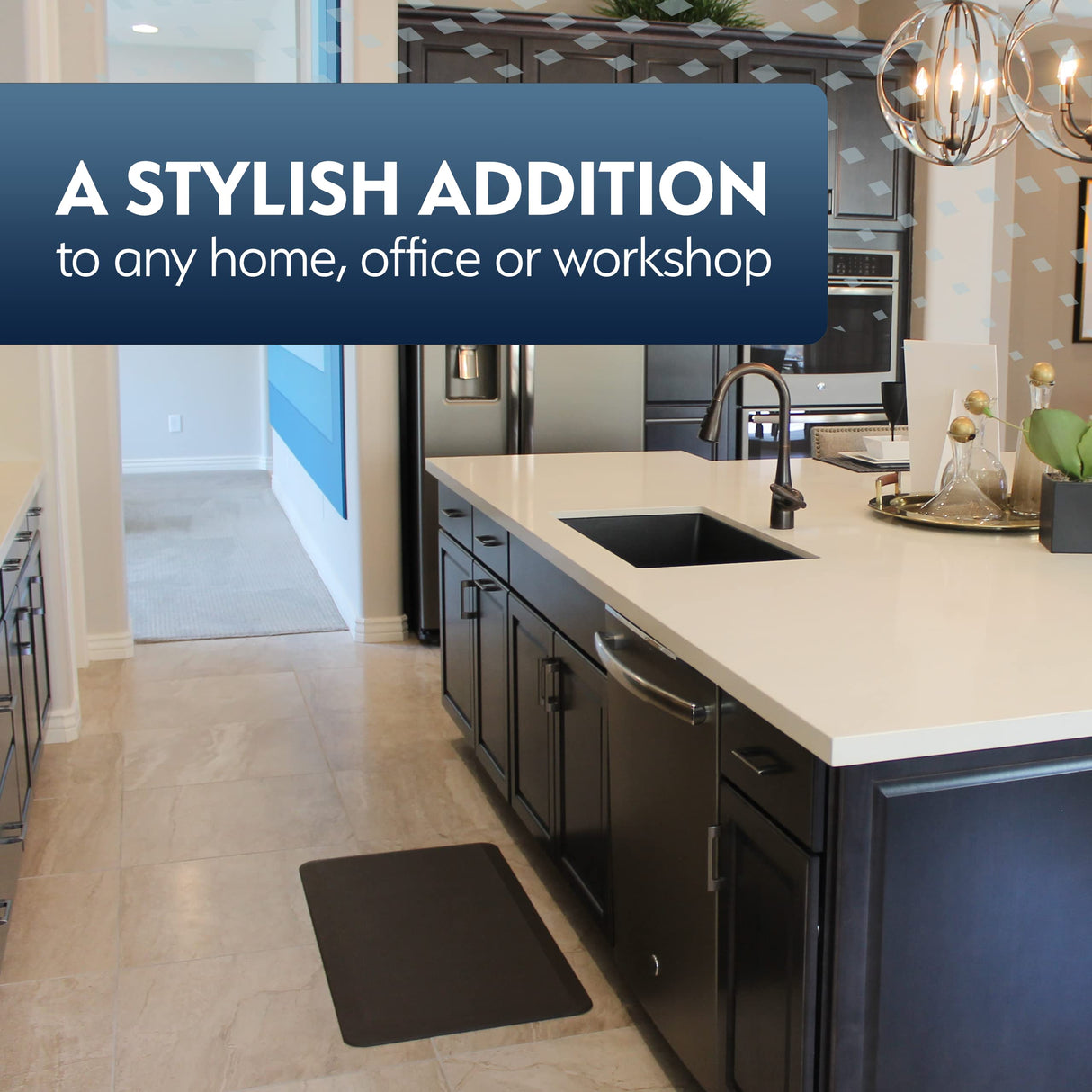 Sky Solutions Anti Fatigue Floor Mat - 3/4" Thick Cushioned Kitchen Rug, Standing Desk Mat - Comfort at Home, Office, Garage - Non Slip, Durable and Sky Solutions