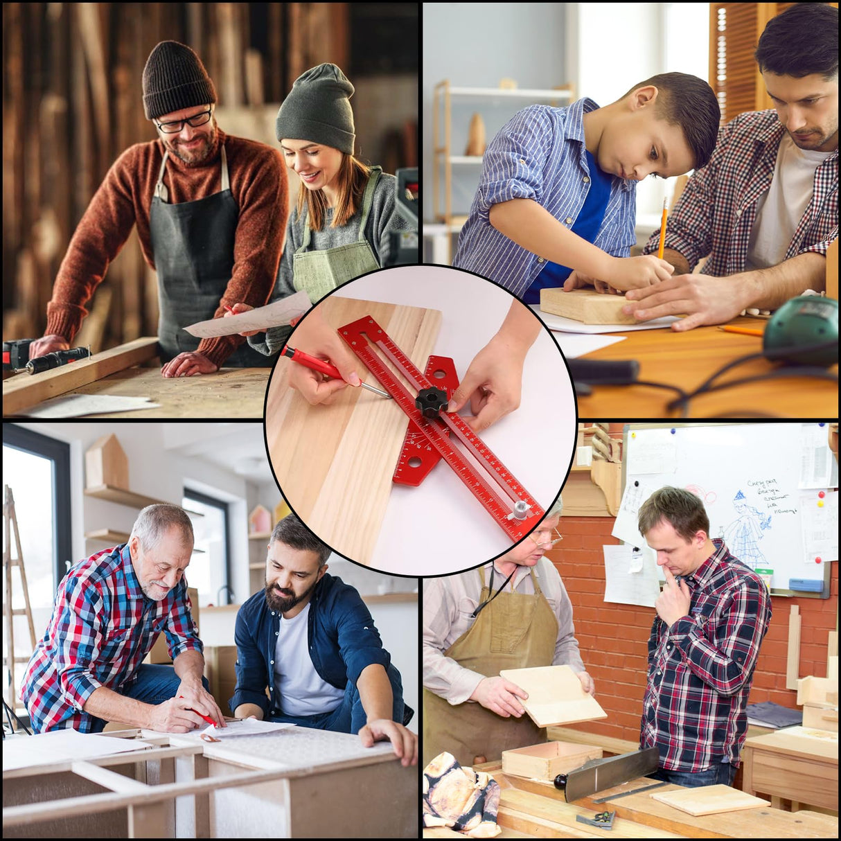 Woodworking Scriber Marking Line Ruler T Type Woodworking Ruler 13 inch Layout and Measuring Tools Precision Marking T-Ruler Positioning BOWEITI