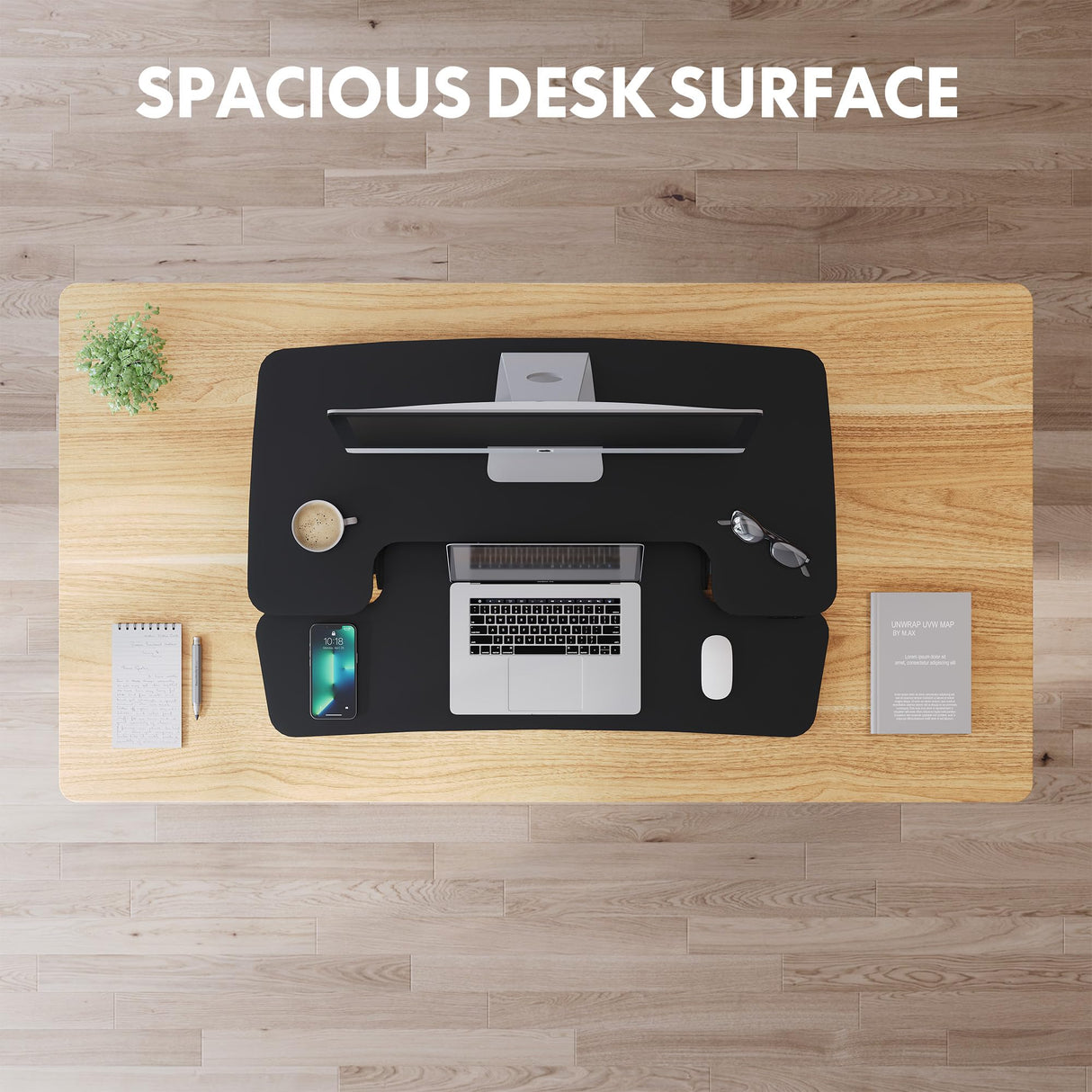 FLEXISPOT Electric Standing Desk Converter 36" Wide Motorized Stand up Desk Riser for Monitor and Laptop,Black Height Adjustable Desk for Home Office FLEXISPOT