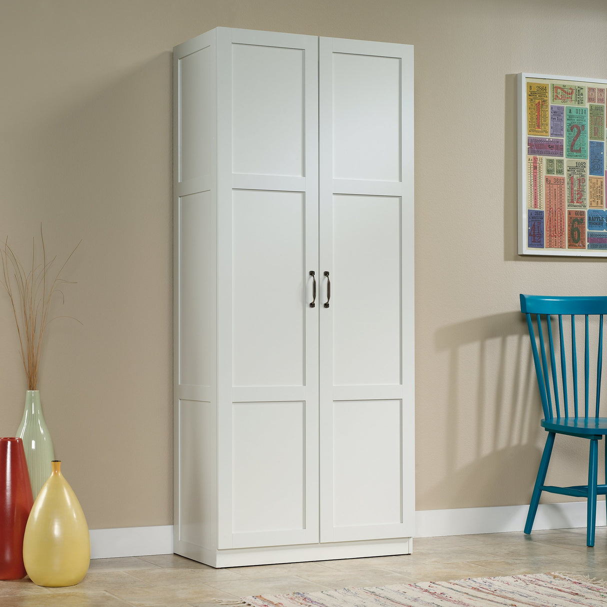 Sauder Select Storage Pantry cabinets, L: 29.69" x W: 16.34" x H: 70.10", White finish Sauder