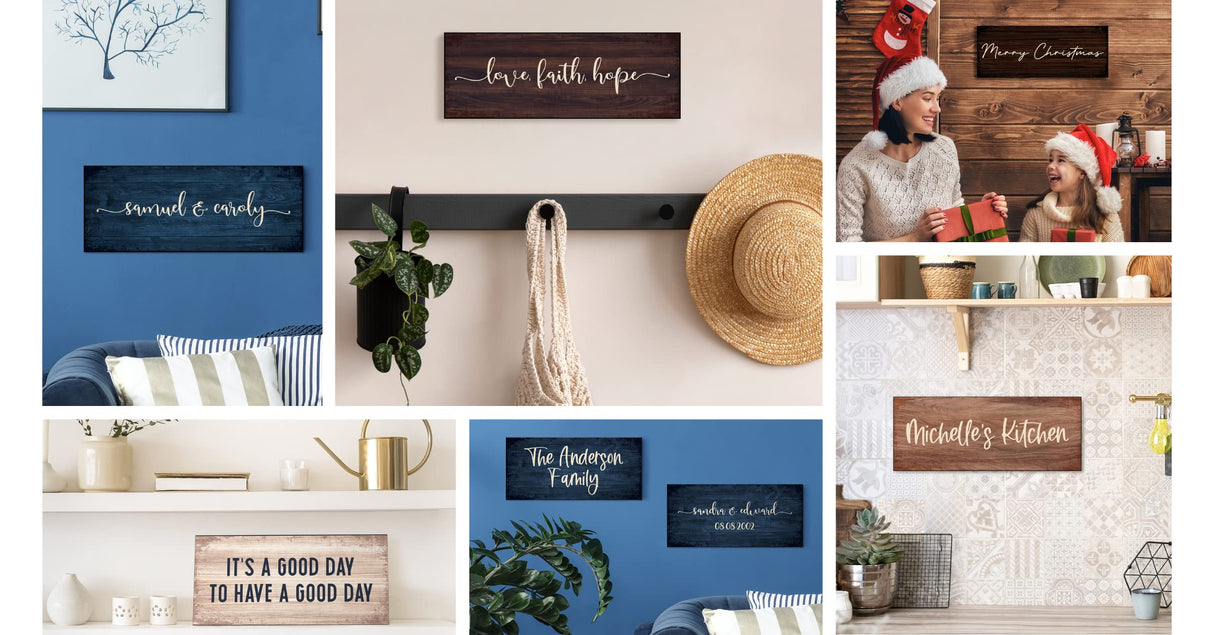 Personalized Signs for Home, Custom Sign with Any Text, 3 Sizes - 12 Background Options & 8 Fonts - Customizable Sign 11X5 Lily's Atelier