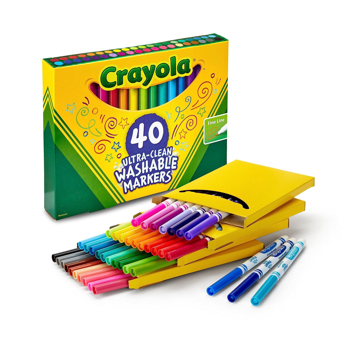 Crayola Ultra Clean Fine Line Washable Markers (40 Count), Colored Markers for Kids, Art Markers, Craft Supplies, Holiday Gifts, 3+ Crayola