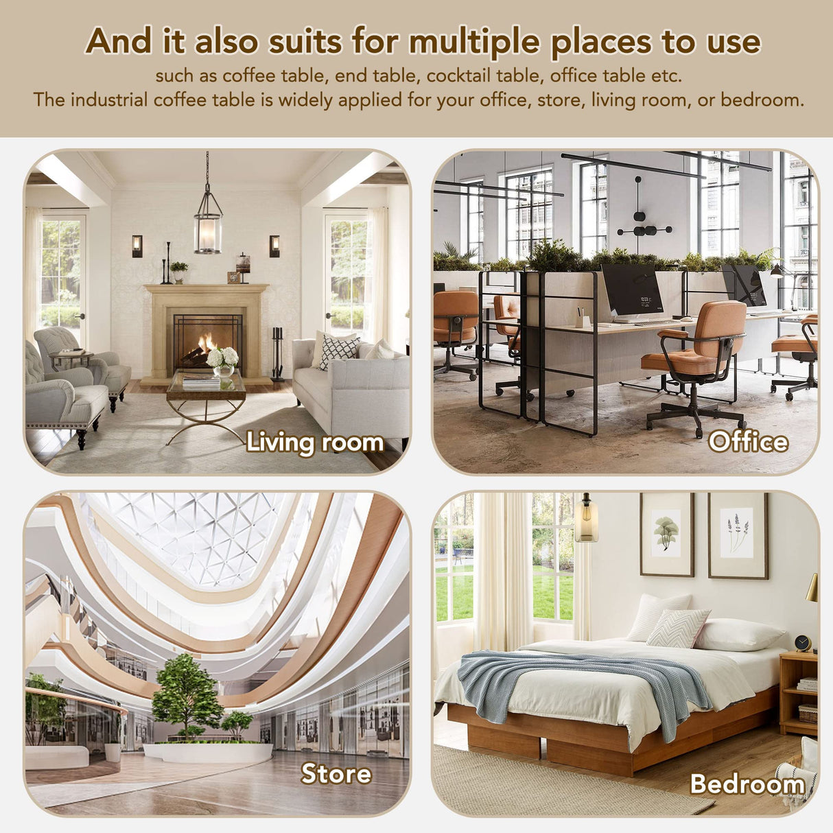 Modern Wood Coffee Table, Nature Cocktail Table for Living Room Chevron Pattern & Metal Hairpin Legs, Nature Rustic Rectangular Table P PURLOVE