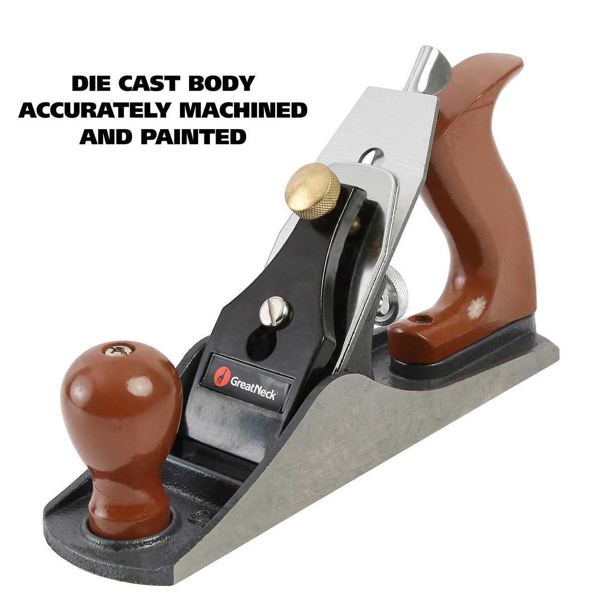 GreatNeck C4 Bench Jack Plane (9 Inch), 2 Inch Cutter, Adjustable to Control the Blade, Cast Iron Body, Quality Plastic Ergonomic Handles Great Neck