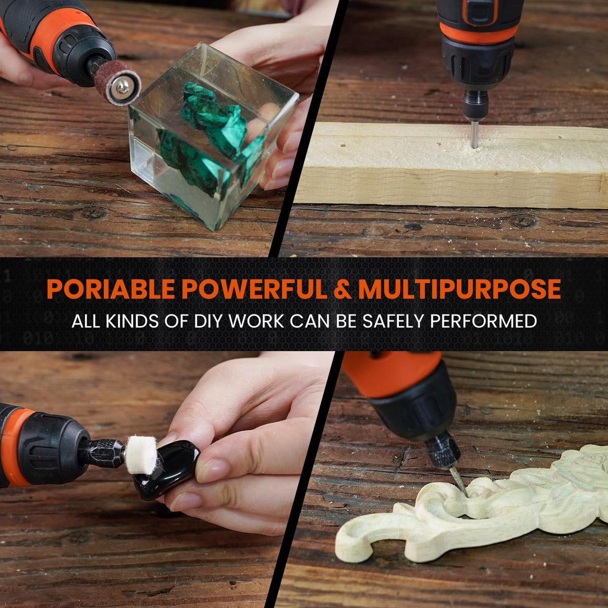 HARDELL 12V Cordless Rotary Tool, 6-Speeds Rotary Tool Kit, 30000RPM Power Rotary Tools 94 Rotary Tool Accessories for Engraving, Sanding, Polishing, HARDELL