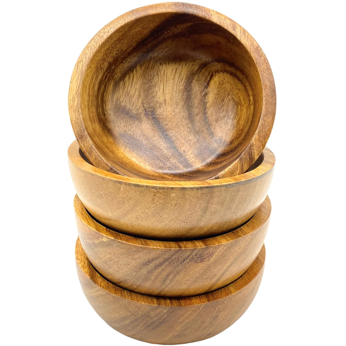 WRIGHTMART Wood Bowl Set of 4. for Food, Snack, Cereal, Nuts, Appetizer, Dips, Condiments, Chocolates, Charcuterie Cups, Decorative, Handmade of WRIGHTMART