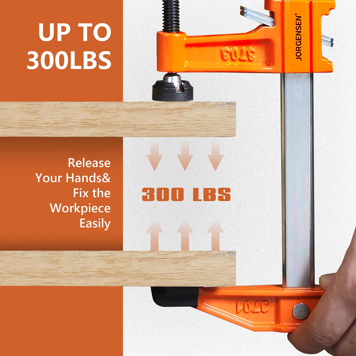 Jorgensen 6” Bar Clamp Set, 2-Pack Steel F Clamp Light Duty, 300 lbs Load Limited, for Woodworking, Metalworking, DIY Jorgensen