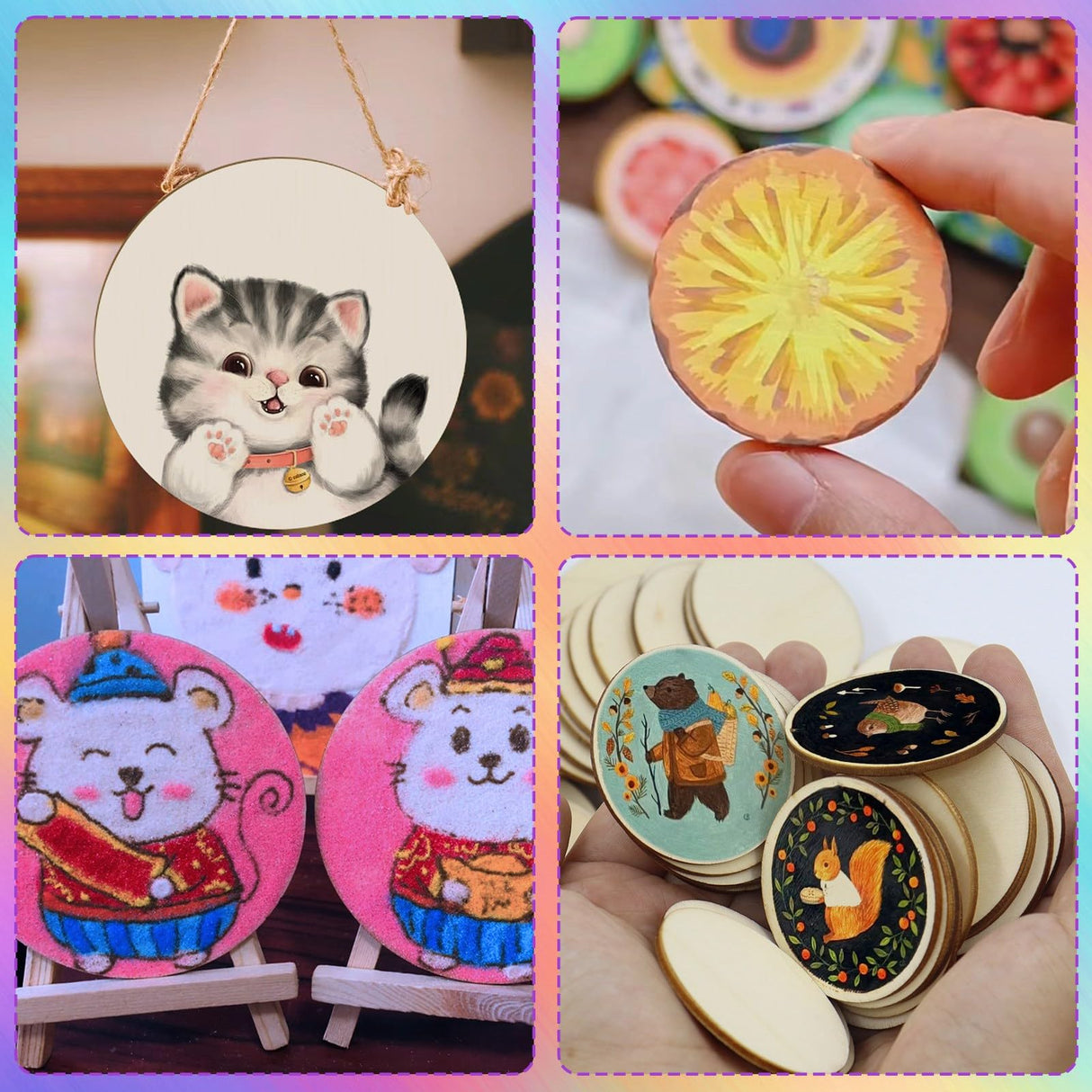 Jyongmer 100 Pieces Unfinished Wood Circle - 1.5 inch Round Disc Blank Natural Wooden Cutout Ornaments for Decoration DIY Craft Art Supplies, 0.11 Jyongmer