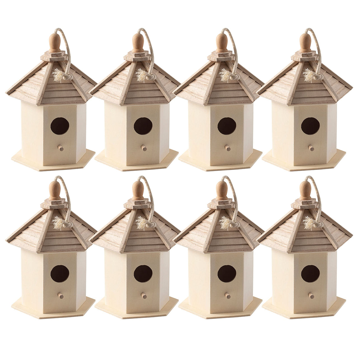 6.5" Wooden Gazebo Birdhouse by Make Market - Unfinished Hanging Birdhouse Made of 100% Wood, Outdoor Nesting Boxes - Bulk 8 Pack Make Market