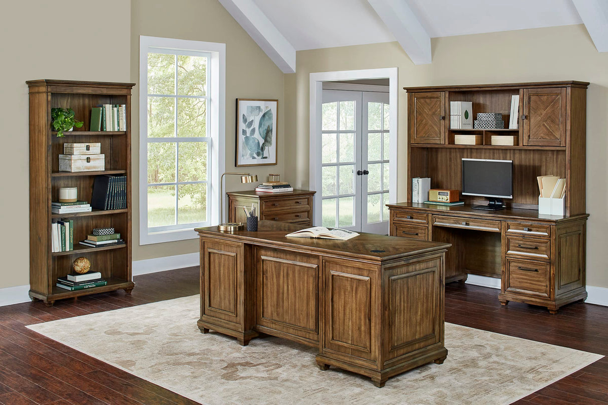 Martin Furniture Traditional Wood Doors, Office Storage, Fully Assembled, Brown Hutch Martin Furniture