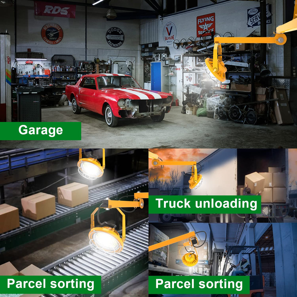 OSTEK LED Loading Dock Lights 30W with Swing Single Folding Arm 4,200LM, 360° Rotatable Lamp Head, IP65 Heavy Duty Wall Mounting Workbench Light for OSTEK