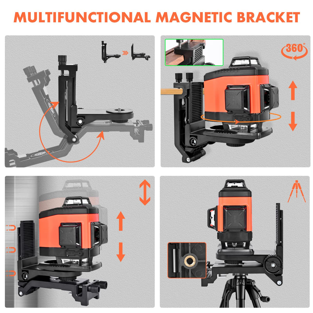 DOVOH 4x360° Laser Level 360 Self Leveling, 16 Line Laser Leveler for Construction Floor Tiling and Ceiling Rechargeable Green Beam 4D Plane Magnetic DOVOH