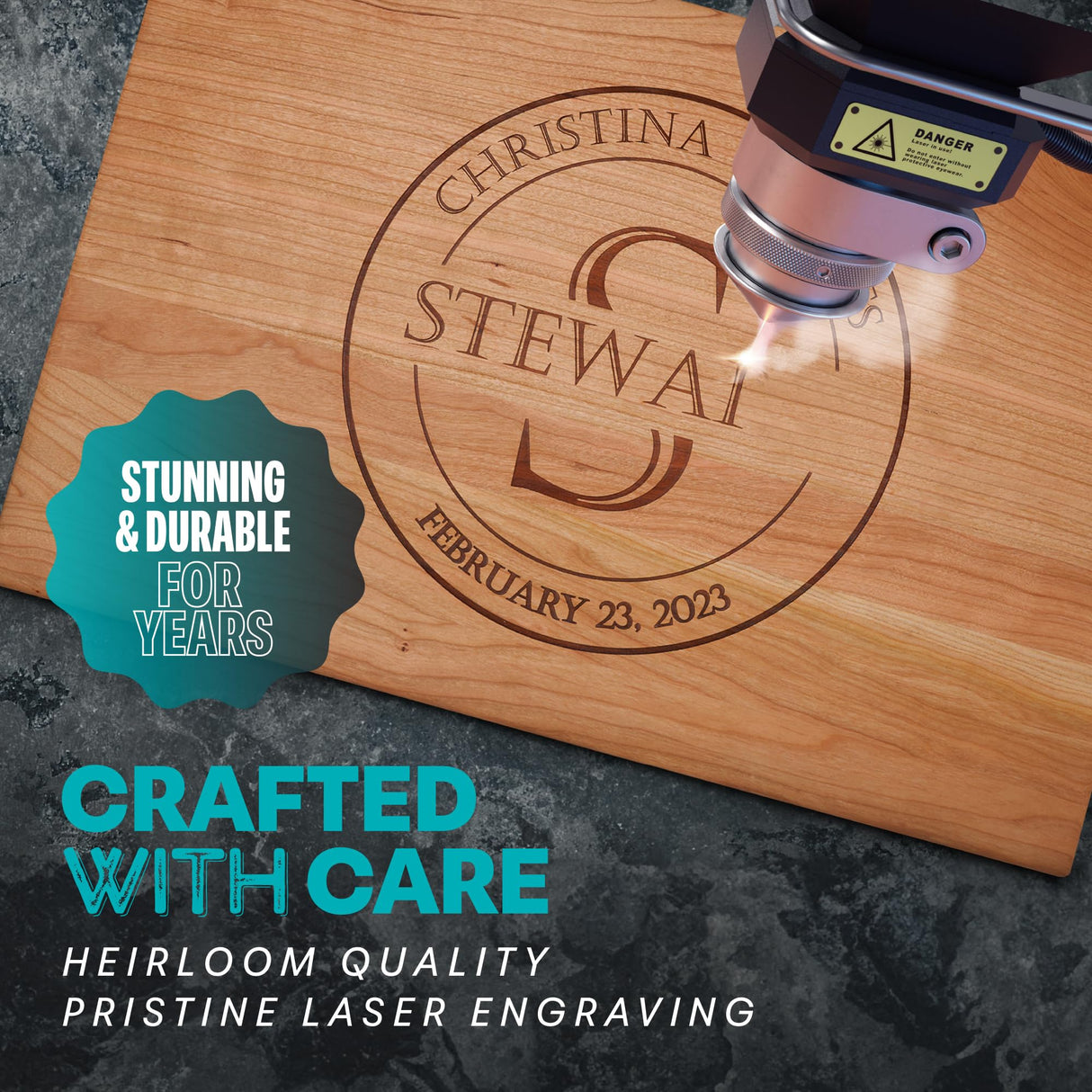 Blue Ridge Mountain Gifts Personalized Wood Cutting Board - Laser Engraved Custom Chopping Boards - Elegant Gift for Wedding, Anniversary, Blue Ridge Mountain Gifts