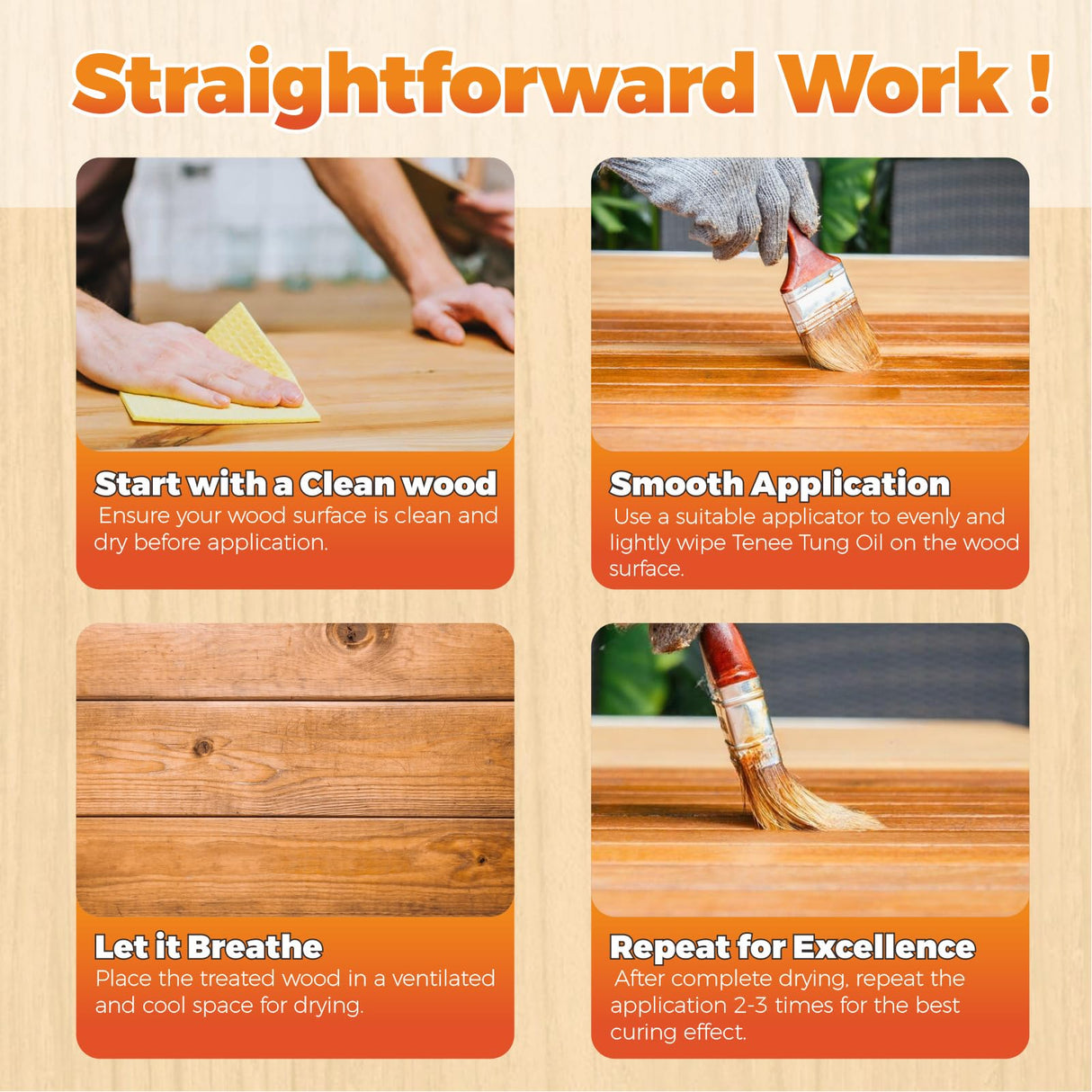 Tenee 9 Fl Oz Pure Tung Oil – Food Safe Wood Sealer Preferred by Experienced Craftsmen – Waterproof Tung Oil That Strengthens & Protect Wood – Wood Tenee