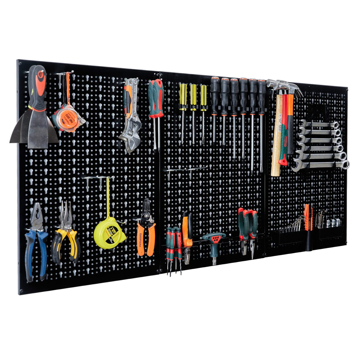 Ultrawall Pegboard Wall Organizer 4 ft. Metal Pegboard Tool Storage Kit with Black Toolboard and Black Accessories Ultrawall