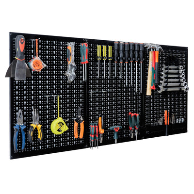 Ultrawall Pegboard Wall Organizer 4 ft. Metal Pegboard Tool Storage Kit with Black Toolboard and Black Accessories