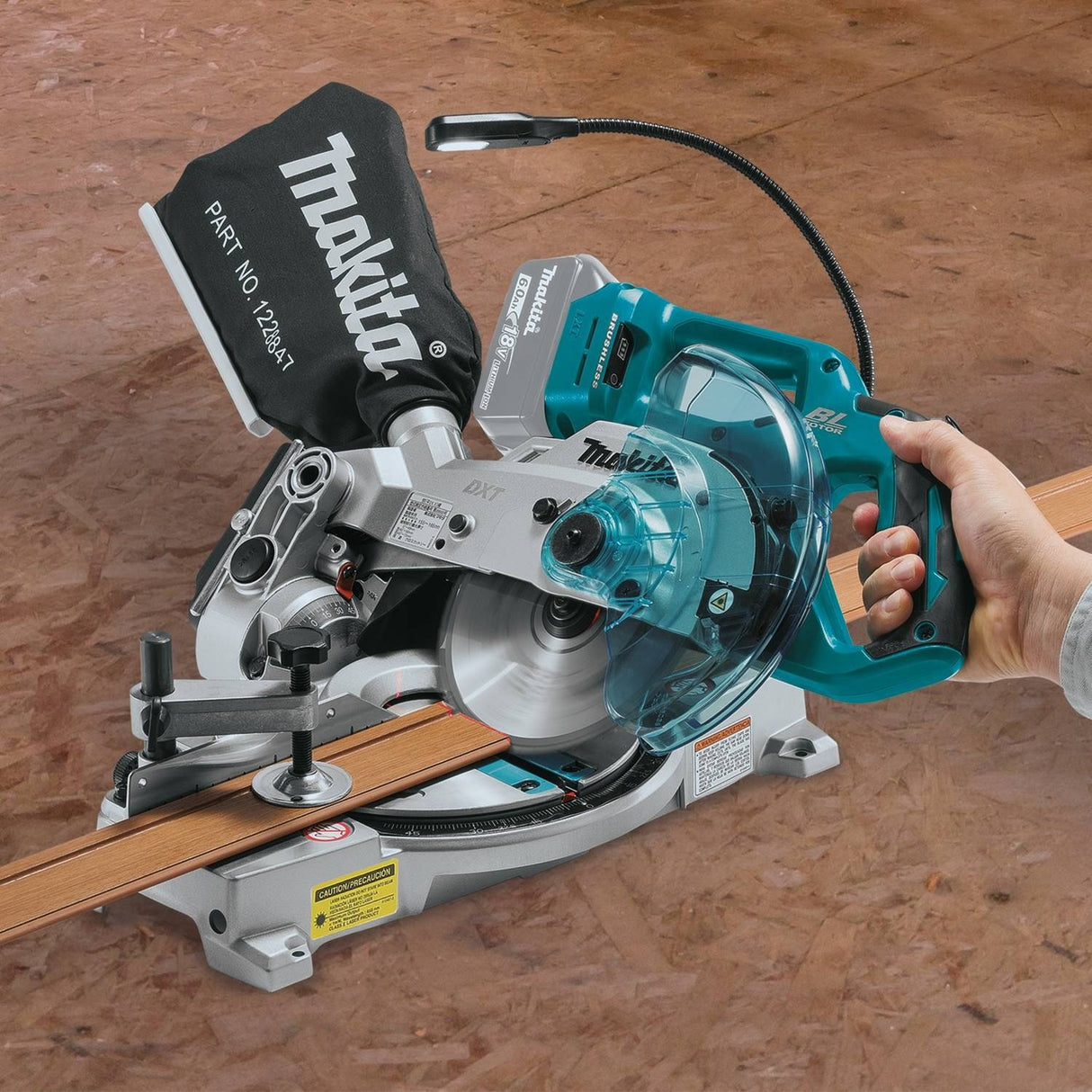 Makita XSL05Z 18V LXT Lithium-Ion Brushless Cordless 6-1/2" COMPACT Dual-Bevel Compound Miter Saw with Laser, TOOL Only Makita
