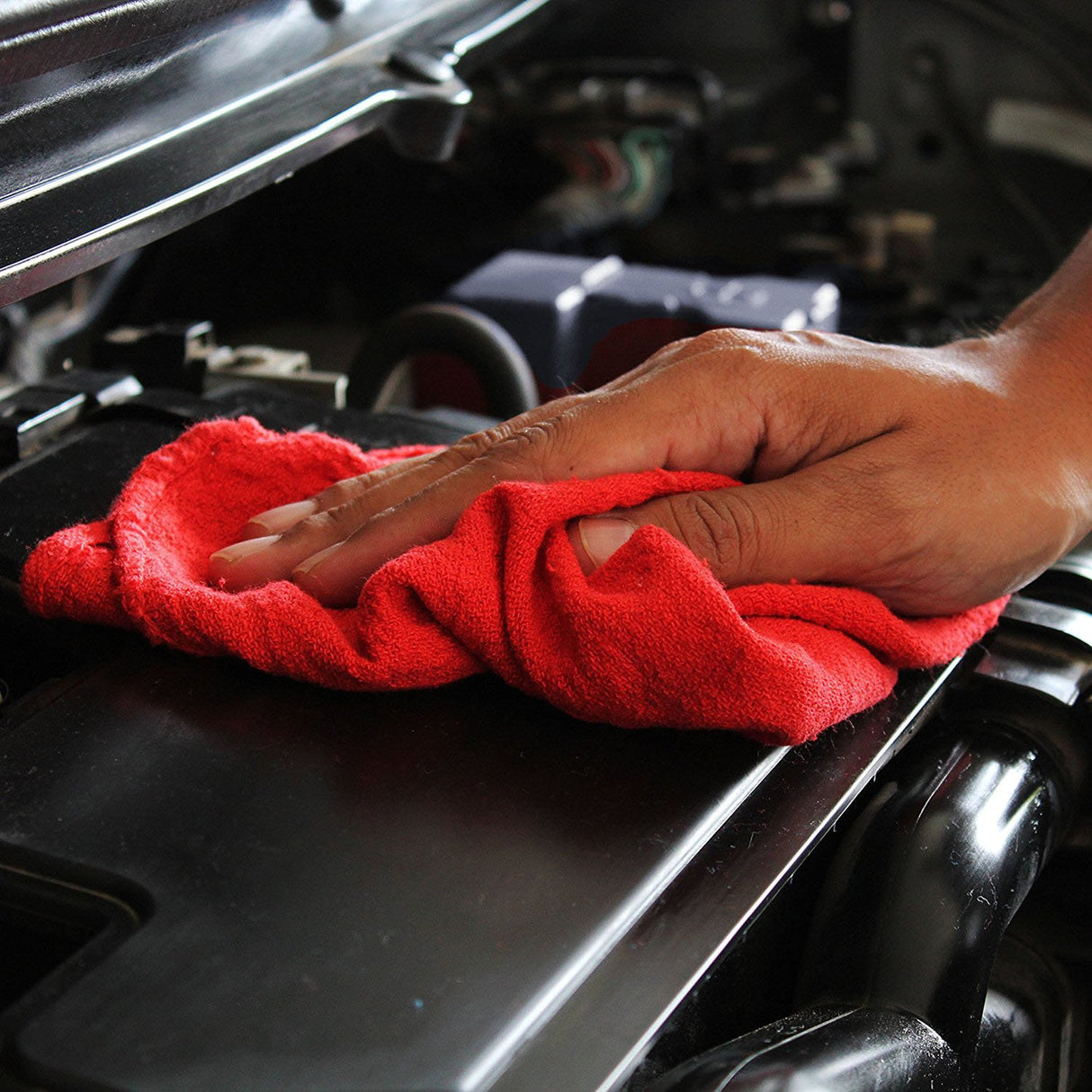 Simpli-Magic 79101 Shop Towels, 14"x12", 50 Pack, Cotton, Red SIMPLI-MAGIC