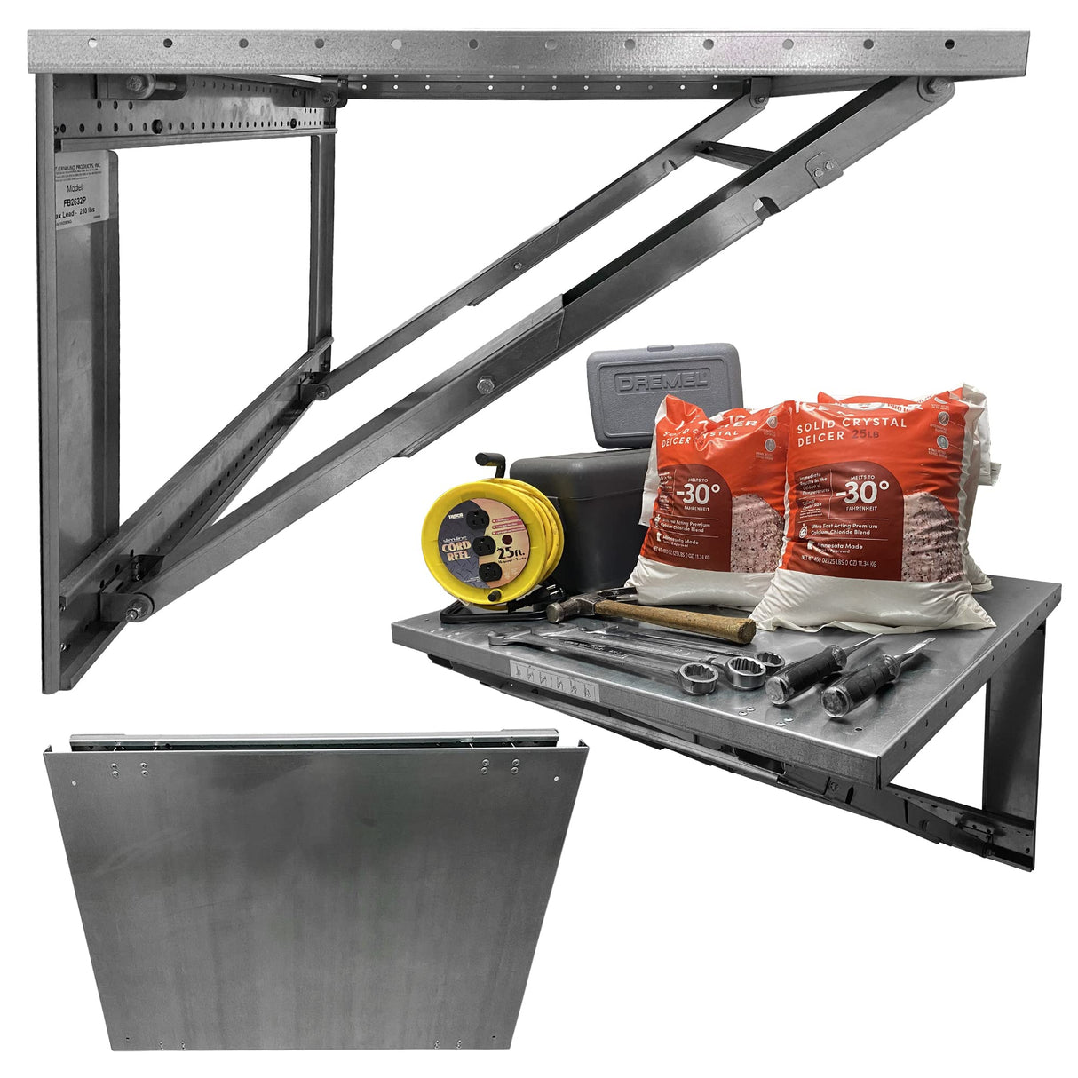 Professional Grade Products 26” x 32” Heavy Gauge Steel Wall Mounted Folding Workbench “Lock N Load” for Saving Space in The Garage, Utility Room, Professional Grade Products